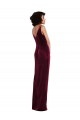Bordeaux Fourreau Col V Velours Stretch Longue Robes demoiselle d'honneur / Robes de bal Pas Chère
