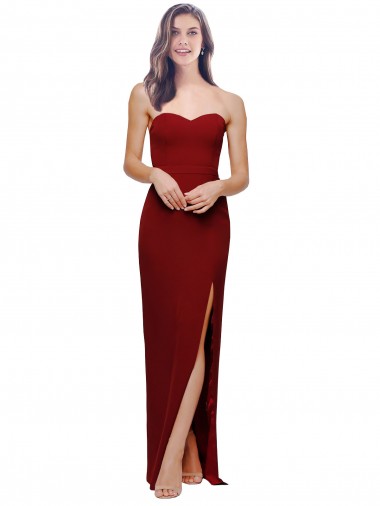 Bordeaux Fourreau Crêpe Stretch Longue Formelles Robes demoiselle d'honneur / Robes de soirée / Robes de bal Pas Chre