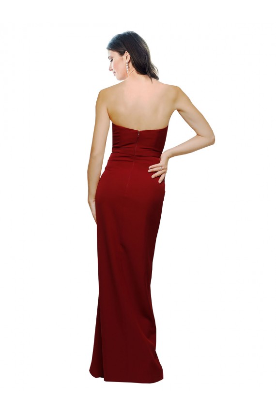 Bordeaux Fourreau Crêpe Stretch Longue Formelles Robes demoiselle d'honneur / Robes de soirée / Robes de bal Pas Chère