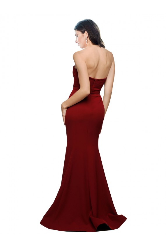 Bordeaux Fourreau Sans bretelle Crêpe Stretch Longue Formelles Robes demoiselle d'honneur / Robes de soirée / Robes de bal Pas Chère