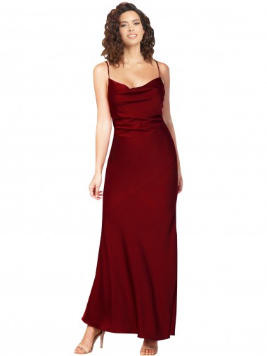 Bordeaux Fourreau Satiné Soyeux Longue Formelles Robes demoiselle d'honneur / Robes de soirée / Robes de bal Pas Chre