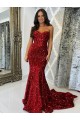 Bordeaux Fourreau Traîne moyenne Paillettes Velours Longue Robes de bal Pas Chère