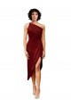 Bordeaux Fourreau midi Satiné Stretch Courte Robes demoiselle d'honneur / Robes de soirée / Robes de cocktail Pas Chère