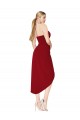 Bordeaux Sirène Col Haut Crêpe Stretch Courte Asymétrique Robes demoiselle d'honneur / Robes de soirée / Robes de cocktail Pas Chère