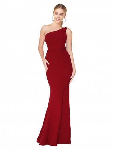 Bordeaux Sirène Col Haut Crêpe Stretch Longue Formelles Robes demoiselle d'honneur / Robes de soirée / Robes de bal Pas Chre