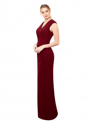 Bordeaux Sirène Col V Mousseline Longue Robes demoiselle d'honneur / Robes de bal Pas Chre
