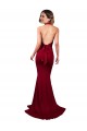 Bordeaux Sirène Licou Col V Spandex Longue Formelles Robes demoiselle d'honneur / Robes de soirée / Robes de bal Pas Chère