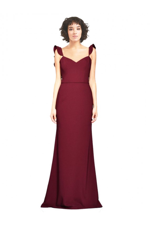 Bordeaux Sirène Sans bretelle Crêpe Stretch Longue Robes demoiselle d'honneur / Robes de bal Pas Chère