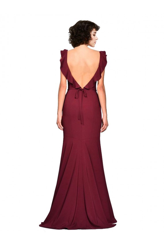 Bordeaux Sirène Sans bretelle Crêpe Stretch Longue Robes demoiselle d'honneur / Robes de bal Pas Chère