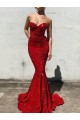 Bordeaux Sirène Traîne moyenne Paillettes Velours Longue Robes de bal Pas Chère