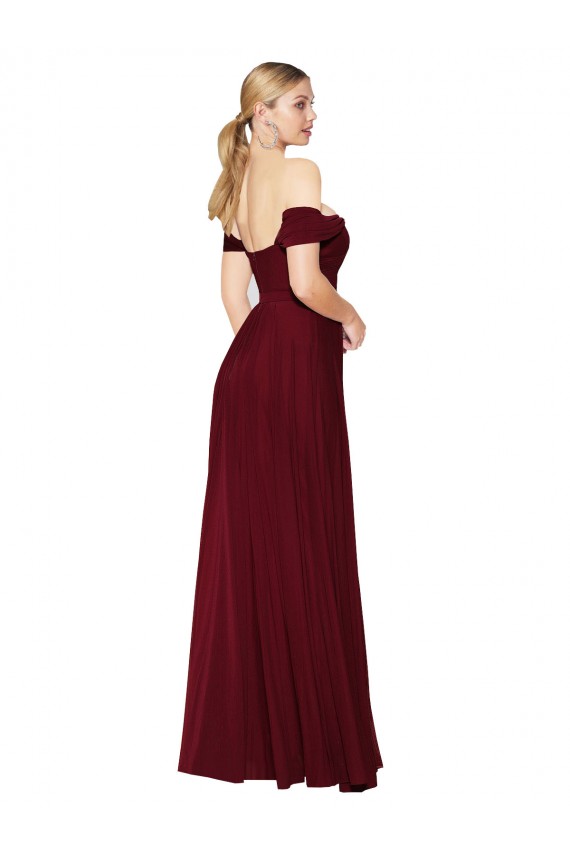 Bordeaux Sirène Épaule Dénudée Mousseline Longue Formelles Robes demoiselle d'honneur / Robes de soirée / Robes de bal Pas Chère