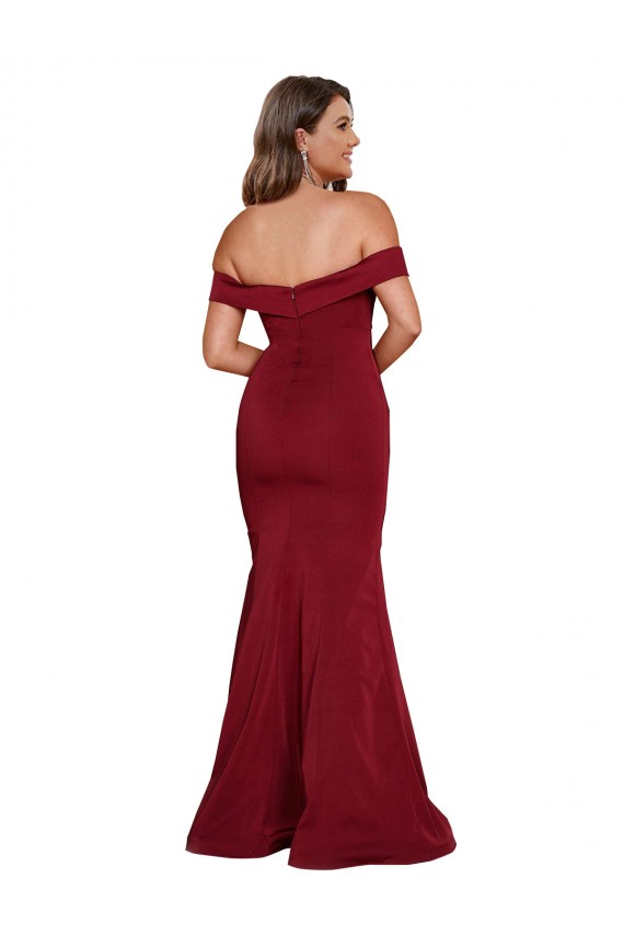 Bordeaux Sirène Épaule Dénudée Spandex Longue Formelles Robes demoiselle d'honneur / Robes de soirée / Robes de bal Pas Chère