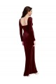 Bordeaux Trapèze Bretelles spaghetti Col Carré Velours Stretch Longue Robes demoiselle d'honneur / Robes de bal Pas Chère