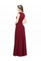 Bordeaux Trapèze Col Carré Crêpe Stretch Longue Robes demoiselle d'honneur / Robes de bal Pas Chère