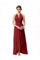 Bordeaux Trapèze Col Haut Mousseline Longue Asymétrique Robes demoiselle d'honneur Pas Chère