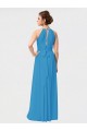 Bordeaux Trapèze Col Haut Mousseline Longue Asymétrique Robes demoiselle d'honneur Pas Chère