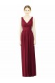 Bordeaux Trapèze Col V Mousseline Longue Robes demoiselle d'honneur Pas Chère