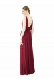 Bordeaux Trapèze Col V Mousseline Longue Robes demoiselle d'honneur Pas Chère
