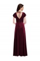 Bordeaux Trapèze Col V Velours Stretch Longue Robes demoiselle d'honneur / Robes de bal Pas Chère