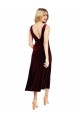 Bordeaux Trapèze Col V midi Velours Stretch Courte Robes demoiselle d'honneur / Robes de bal / Robes de cocktail Pas Chère
