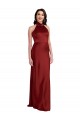 Bordeaux Trapèze Licou Satiné Stretch Longue Formelles Robes demoiselle d'honneur / Robes de soirée / Robes de bal Pas Chère