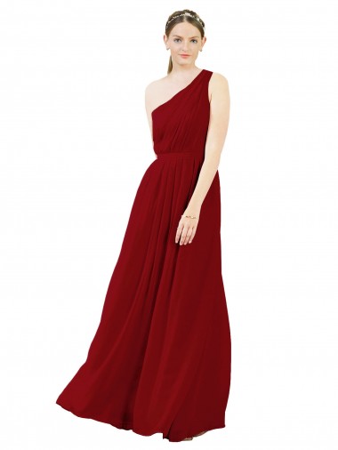 Bordeaux Trapèze Mousseline Longue Robes demoiselle d'honneur Pas Chre