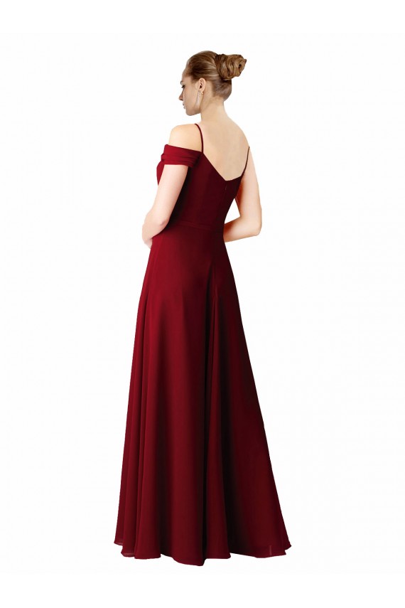 Bordeaux Trapèze Mousseline Longue Robes demoiselle d'honneur Pas Chère