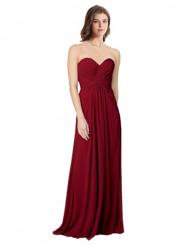 Bordeaux Trapèze Mousseline Longue Robes demoiselle d'honneur Pas Chre