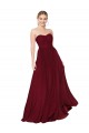 Bordeaux Trapèze Sans bretelle Mousseline Longue Formelles Robes demoiselle d'honneur / Robes de soirée / Robes de bal Pas Chère