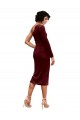 Bordeaux Trapèze midi Velours Stretch Courte Robes demoiselle d'honneur / Robes de bal Pas Chère