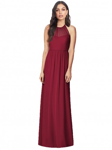 Bordeaux Trompette Licou Mousseline Longue Robes demoiselle d'honneur Pas Chre