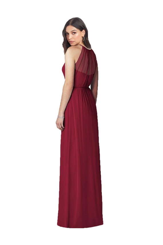 Bordeaux Trompette Licou Mousseline Longue Robes demoiselle d'honneur Pas Chère