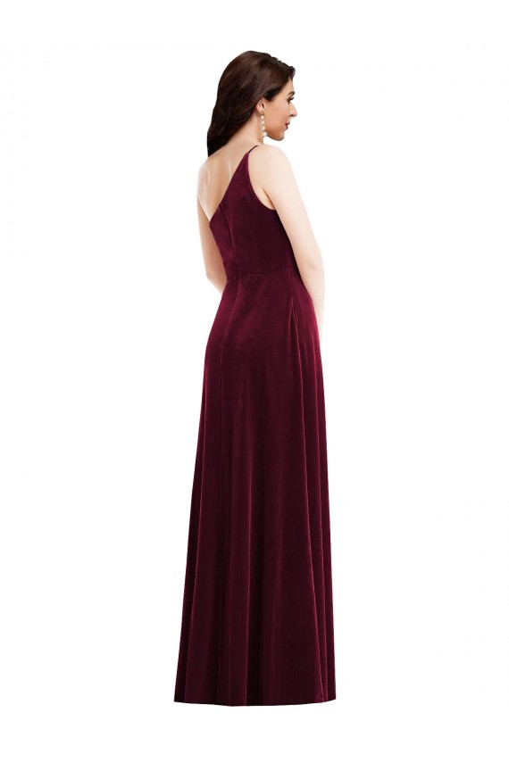 Bordeaux Trompette Velours Stretch Longue Robes demoiselle d'honneur / Robes de bal Pas Chère