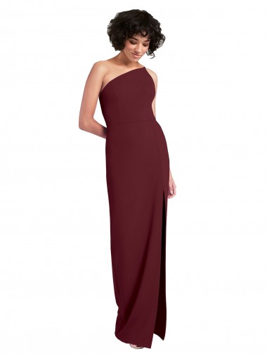 Bordeaux foncé Fourreau Crêpe Stretch Longue Formelles Robes demoiselle d'honneur / Robes de soirée / Robes de bal Pas Chre