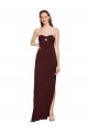 Bordeaux foncé Fourreau Sans bretelle Crêpe Stretch Longue Formelles Robes demoiselle d'honneur / Robes de soirée / Robes de bal Pas Chère