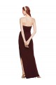 Bordeaux foncé Fourreau Sans bretelle Crêpe Stretch Longue Formelles Robes demoiselle d'honneur / Robes de soirée / Robes de bal Pas Chère