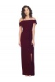 Bordeaux foncé Fourreau Épaule Dénudée Col Carré Crêpe Stretch Longue Formelles Robes demoiselle d'honneur / Robes de soirée / Robes de bal Pas Chère