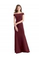 Bordeaux foncé Fourreau Épaule Dénudée Col Haut Crêpe Stretch Longue Robes demoiselle d'honneur / Robes de bal Pas Chère