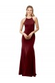 Bordeaux foncé Sirène Licou Col Haut Crêpe Stretch Longue Formelles Robes demoiselle d'honneur / Robes de soirée / Robes de bal Pas Chère