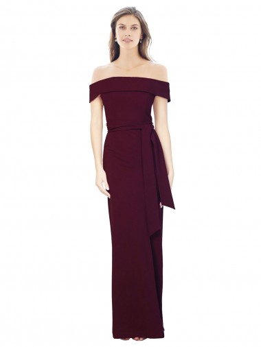 Bordeaux foncé Sirène Épaule Dénudée Crêpe Stretch Longue Formelles Robes demoiselle d'honneur / Robes de soirée / Robes de bal Pas Chre
