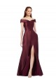 Bordeaux foncé Trapèze Épaule Dénudée Sans bretelle Satiné Longue Formelles Robes demoiselle d'honneur / Robes de soirée / Robes de bal Pas Chère