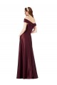 Bordeaux foncé Trapèze Épaule Dénudée Sans bretelle Satiné Longue Formelles Robes demoiselle d'honneur / Robes de soirée / Robes de bal Pas Chère