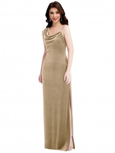 Champagne Fourreau Velours Stretch Longue Formelles Robes demoiselle d'honneur / Robes de soirée / Robes de bal Pas Chre