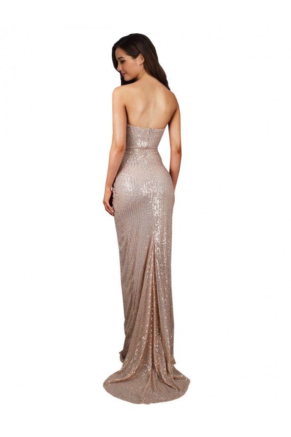 Champagne Sirène Scoop Paillette Longue Formelles Robes demoiselle d'honneur / Robes de soirée / Robes de bal Pas Chère