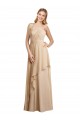 Champagne Trapèze Bretelles spaghetti Mousseline Longue Robes demoiselle d'honneur Pas Chère