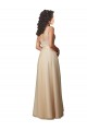 Champagne Trapèze Col V Tulle Dentelle Longue Robes demoiselle d'honneur Pas Chère