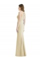 Champagne Trompette Bateau Crêpe Stretch Longue Robes demoiselle d'honneur / Robes de bal Pas Chère