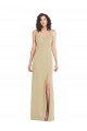 Champagne Trompette Col Carré Crêpe Stretch Longue Formelles Robes demoiselle d'honneur / Robes de soirée / Robes de bal Pas Chère