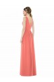 Corail Trapèze Col V Mousseline Longue Robes demoiselle d'honneur Pas Chère