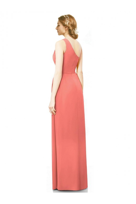 Corail Trapèze Mousseline Longue Robes demoiselle d'honneur Pas Chère